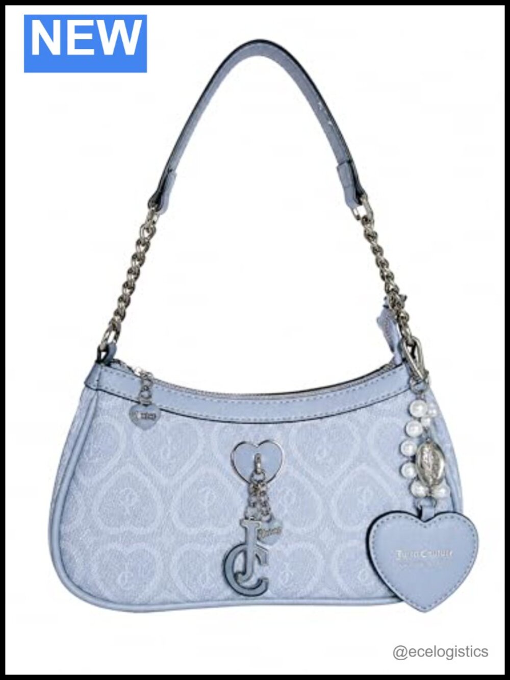 Faux Leather Bubble Pop Shoulder Bag with JC Charm, Heart Coin Pouch & Pearl